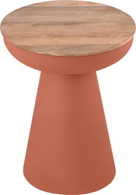 Produktbild von Miliboo - Design Beistelltisch rund mit Stauraum aus gebranntem Metall und massivem Mangoholz H52 cm TAM