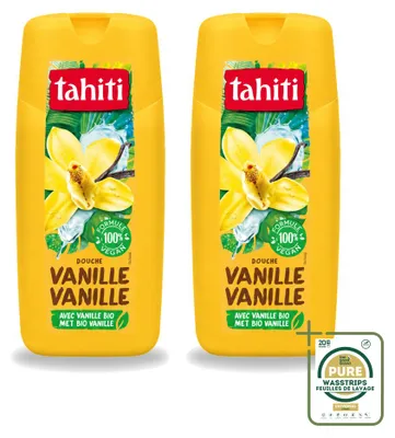 Immagine prodotto di 2 flaconi di bagnoschiuma Tahiti al profumo di vaniglia - 300 ml ciascuno - confezione risparmio - 2 pezzi
