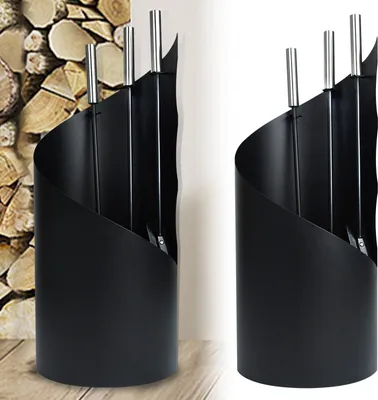 Produktbild von YARDIN 4-teiliges Kaminbesteck Edelstahl Kamingarnitur Kaminzubehör mit Schürhaken, Kaminschaufel, Ascheschaufel, Ständer Stahl Edelstahlgriffe Klassisch Garnitur Ofenbesteck Modern Design