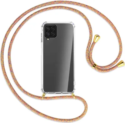 Produktbild von Handykette Backcover-Schutzhülle mit Band (Metall goldfarben) für Samsung Galaxy A22 4G (A225) - Rainbow