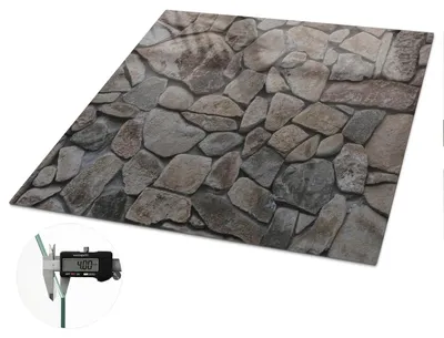 Produktbild von Glas Tischplatte 60x60 cm – Tischauflage aus gehärtetem Glas – Glasplatte für Esstisch – Küchentischplatte aus Glas – Tischschutz Glas modern – Dekorative Glasplatte – Pflegeleichte Glastischplatte – Sicherheitsglas Tischplatte – Steintextur, KI-generiertes Bild