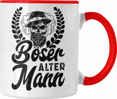 Produktbild von Trendation - Böser Alter Mann Tasse Geschenk Lustiger Gag Opa Onkel (Rot)