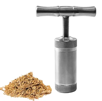 Produktbild von Pollenpresse mit T-Griff - Manuelle Kräuterpresse aus Metall - Für Kräuter, Gewürze, Knoblauch, Pfeffer und Salz - 1 Stück