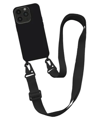 Image de Coque Smartphonica avec cordon large pour iPhone 13 Pro coque arrière en silicone avec intérieur souple - Noir