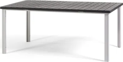 Immagine prodotto di Tavolo rettangolare da esterno 180x90 cm, struttura in acciaio e doghe effetto legno, 8 posti a sedere, stile moderno per giardino o terrazza - THOMAS - Bianco/grigio