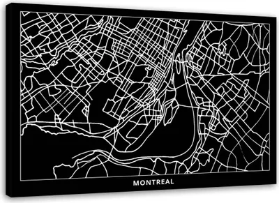 Produktbild von Leinwandbild montreal - stadtplan 60x40 cm Feeby grau wandbild bereit zum aufhängen
