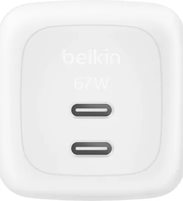 Produktbild von Belkin Ladegerät Dual USB-C 67W PD + PPS ,weiß        WCH020kqWH