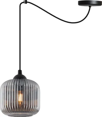 Immagine prodotto di Lampada a sospensione RIFFLE spider nero 1 luce cilindro di vetro grigio E27
