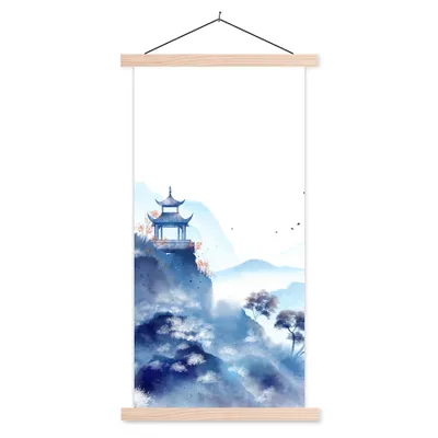 Produktbild von MuchoWow® Textilposter Malerei - Ölfarbe - Natur 40x80 cm mit holzfarbenen Rahmen - Wohnzimmer