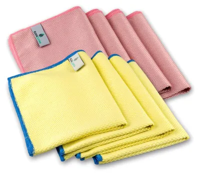 Produktbild von ELEXACLEAN Fenstertücher streifenfrei, Mikrofaser Fensterputztücher (8 STK., 40x30 cm, 4X rot & 4X gelb) Premium Putztücher, ideal für Glas Bad Auto