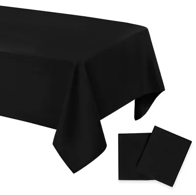 Produktbild von Tischdecke 2 Stück Schwarz Fleckschutz Abwaschbar 140x280cm Polyester