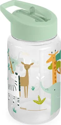 Image de Miniland Gourde pour enfants Tritan 450ml avec paille et poignée Jungle
