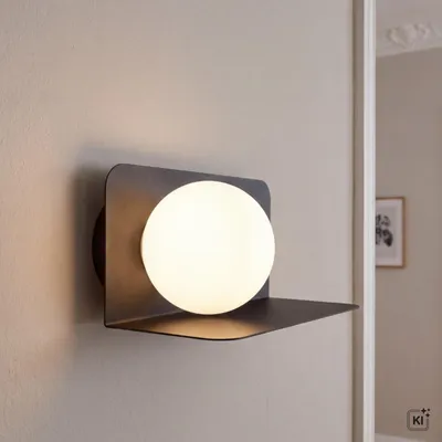 Produktbild von Wandleuchte Schwarz Weiß Schlafzimmer G9 Glas Kugelschirm B:24 cm Wandlampe blendarm, KI-generiertes Bild