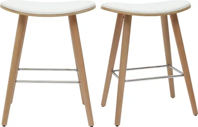 Produktbild von Miliboo - Barhocker helles Holz Polyurethanweiß 65 cm (2er-Set) MEADOW