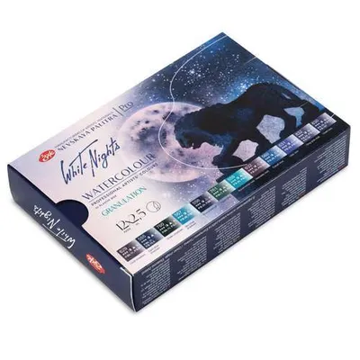 Zdjęcie produktu dla Zestaw akwareli White Nights z 12 pełnymi kubeczkami po 2,5 ml – granulowane
