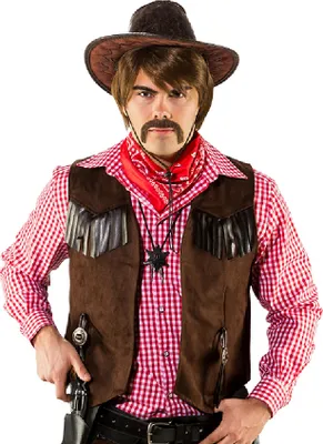 Produktbild von O7353-56-58 braun Herren Cowboy Weste WildKunstleder Gr.56-58
