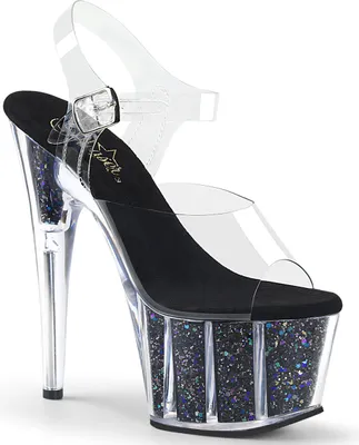 Produktbild von ADORE-708CG Damen Sandale von Pleaser, Transparent Schwarz , EU 38, US 8