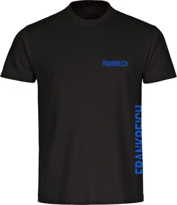 Produktbild von multifanshop Kinder T-Shirt - Frankreich - Brust & Seite, schwarz, Größe 140