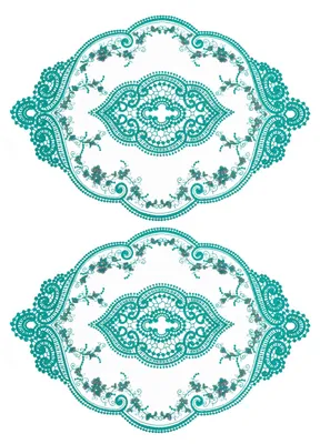 2er-Set Retro-Spitzenplatzdeckchen, oval, 30x44 cm, grün