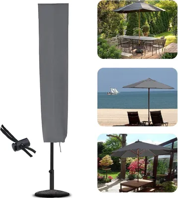 Zdjęcie produktu dla Pokrowiec na parasol 153x30x30 cm Szary wodoodporny, odporny na rozdarcia Oxford PVC