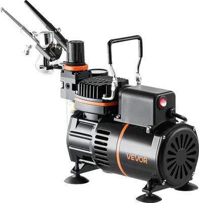 Imagen del producto de Kit de aerógrafo. Incluye: compresor de aire de 1/6 HP, 3 aerógrafos, 3 boquillas y 2 difusores
