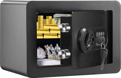 Produktbild von Sicherheitsfach, 0,5 Kubikfuß, Stahl-Sicherheitssafe mit digitalem Tastenfeld und 2 Schlüsseln, Wandmontierter Schranksafe zum Schutz von Bargeld, Gold, Schmuck und Dokumenten für Zuhause oder Hotels, 13,8 x 9,8 x 9,8 Zoll