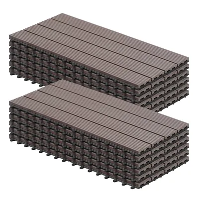 Produktbild von WOLTU 12er-Set WPC Terrassenfliesen Terrassendielen Holz-Optik 30x60cm, Fliese Bodenfliese Klickfliese Bodenbelag Braun