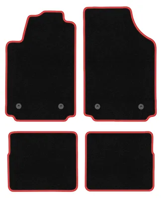Zdjęcie produktu dla Dywaniki samochodowe welurowe CARLUX-RED do: Audi A2 (2000-2005, hatchback) czarne z czerwonym obszyciem, z mocowaniami