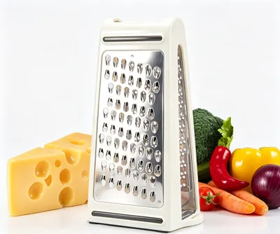 Imagen del producto de Omgoods: Rallador multifuncional para queso con recipiente y cuchillas de acero inoxidable