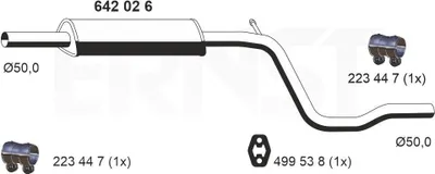 Produktbild von ERNST 642026 Mittelschalldämpfer Schalldämpfer für VW Caddy II Kastenwagen (9K9A) Caddy II Kombi (9K9B) für SEAT Inca (6K9)