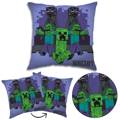 Produktbild von Minecraft quadratisches Kissen, Kinder Dekokissen, lila 40x40 cm,