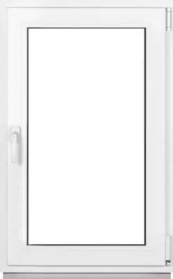 A white framed window with a clear glass pane, shown from the front.