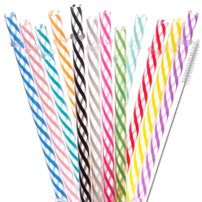 Immagine prodotto di Cannucce riutilizzabili in plastica - 12 colori - 12 pezzi