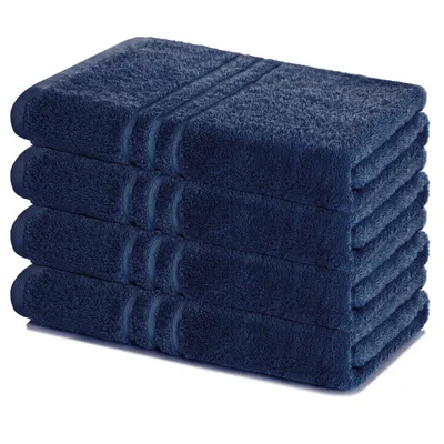 Produktbild von Lavea® 4er Set Duschtuch 70x140, 4 Stück, 100% Baumwolle Frottee, saugstark, weich und strapazierfähig, waschbar 60°C, trocknergeeignet, Handtuch, Handtücher, Duschtücher, Navy