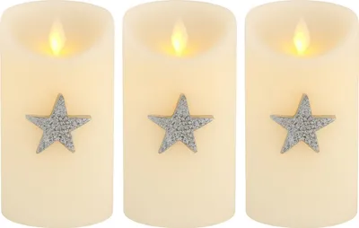 Produktbild von Marrakesch 3er Set Kerzenstecker Silber 6x6cm | Candle Pins Stecker für Adventskranz, Stumpenkerzen & Kerzenhalter als Stern Deko Muster -J- | Weihnachtsdeko Adventsdeko Kerzenpin Pin zum Stecken