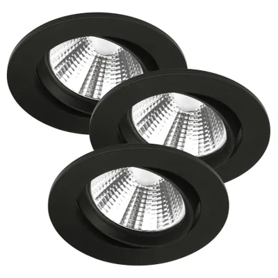 Image de Spot LED inclinable et graduable NORDLUX Fremont IP23 2700 K 1 pce/3 pce, Variante : 3 x Ø 85 x 54 mm, 4,5 W, 345 lm, 2700 K, noir
