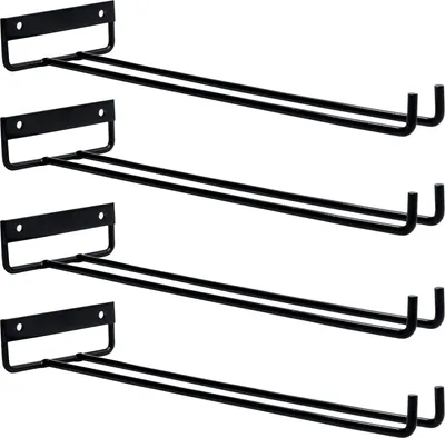 Produktbild von 4er-Pack Weinglasregale, wandmontierte Hängeregale, Weinbecherhalter, Gläseraufbewahrung für den Küchenbarschrank, 30 cm, Schwarz
