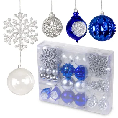 Produktbild von Weihnachtskugelset Christmasballs Weihnachtsschmuck 39 tlg Blau Silber