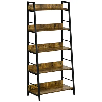 Image de HOMCOM Étagère bibliothèque Style Industriel incliné 5 Niveaux 70L x 35l x 150H cm