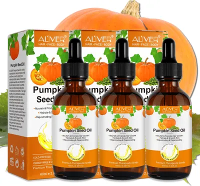 Produktbild von Kürbiskernöl Haarwachstum Wimpern Bart Nägel Haut Öl Kaltgepresst Bio Vegan, 3x 60ml