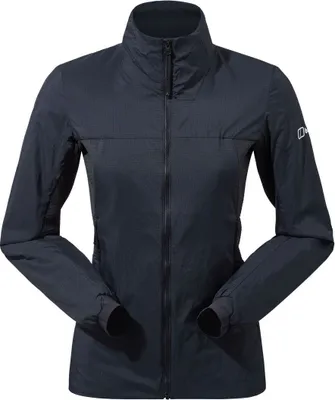 Dunkelblaue Hybridjacke für Damen von Berghaus; Modell Mtn Guide Mw; mit Stehkragen und Reißverschluss.