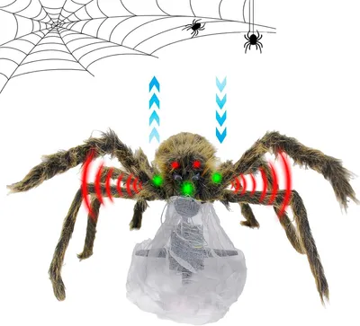 Productafbeelding van Halloween-decoratie - 50 cm - Animatronische spin - Verschrikkelijke spin - Licht en geluid met automatisch springend