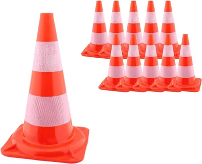 Produktbild von 10 Stück 47 cm hohe Verkehrsleitkegel in Orange-Weiß