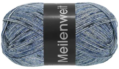 Produktbild von Lana Grossa MEILENWEIT 100 g Denim Mix zeitlose 4-fach Herren-Sockenwolle 420 m Farbe 4609 - Hellblau/Mittelblau/Dunkelblau/Mittelgrau/Dunkelgrau