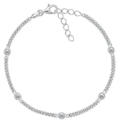 Produktbild von Dezentes Silberarmband mit Zirkonen BRC109W