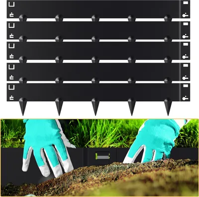 Produktbild von Clanmacy Rasenkante Schnecken Abwehr Verzinkt Blumenzaun Trennrand Gartenumrandung Stahl 100x15cm 20m Schwarz