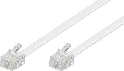 Image de Goobay 93067 Câble téléphonique (câble modulaire), blanc, 3 m - Conducteur en aluminium recouvert de cuivre (CCA), fiche RJ11 (6P4C) > fiche RJ11 (6P4C)