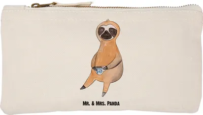 Produktbild von Mr. & Mrs. Panda Federmappe Faultier Kaffee Größe S Klein - Weiß - Geschenk, Coffeeaddict, Waschtasche, Pouch, Coffeelover, Etui, Morgenmuffel, Coffee, Schlampermäppchen