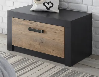 Produktbild von Garderobe Sitzbank "Beveren" Kastanie grau Garderobenbank 80 x 43