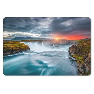 Produktbild von MuchoWow® Schreibtischunterlage Wasserfall - Sonnenuntergang - Natur - Wasser 60x40 cm - XXL Mauspad - Großes Mauspad